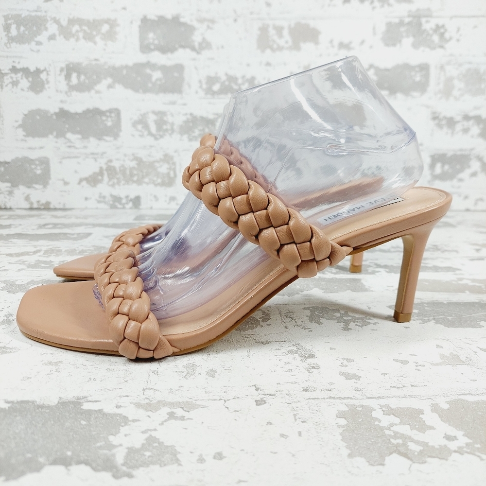 NEW Steve Madden Prema Tan Summer Braided Heeled Sandals X447